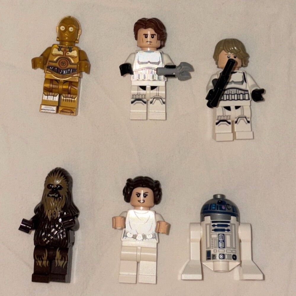 Lego Star Wars Minifigures - Group of 6 Luke, Leia, Han, Chewy, R2D2, C3PO